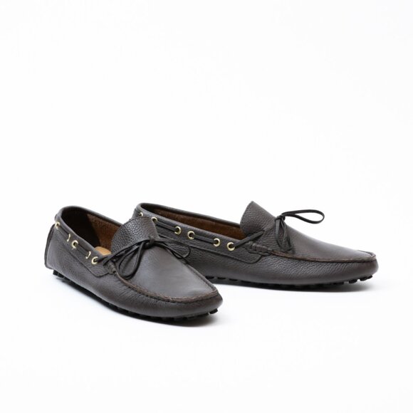 New 100% Italian Made Man Leather Driver, Corsa, Brown - Picture 3 of 5